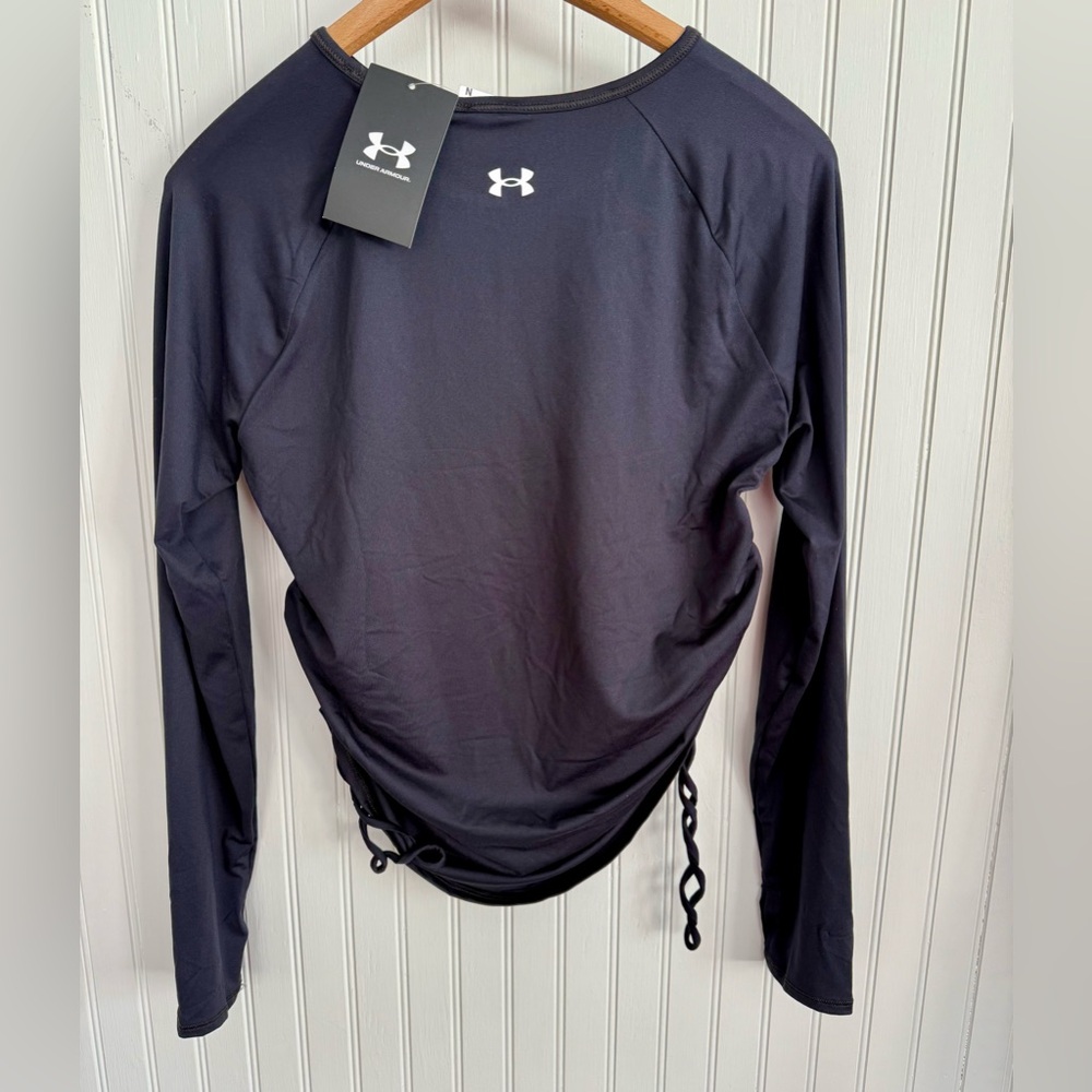 Under Armour Black Long Sleeve Top with Side Ties NWT Side Ruching